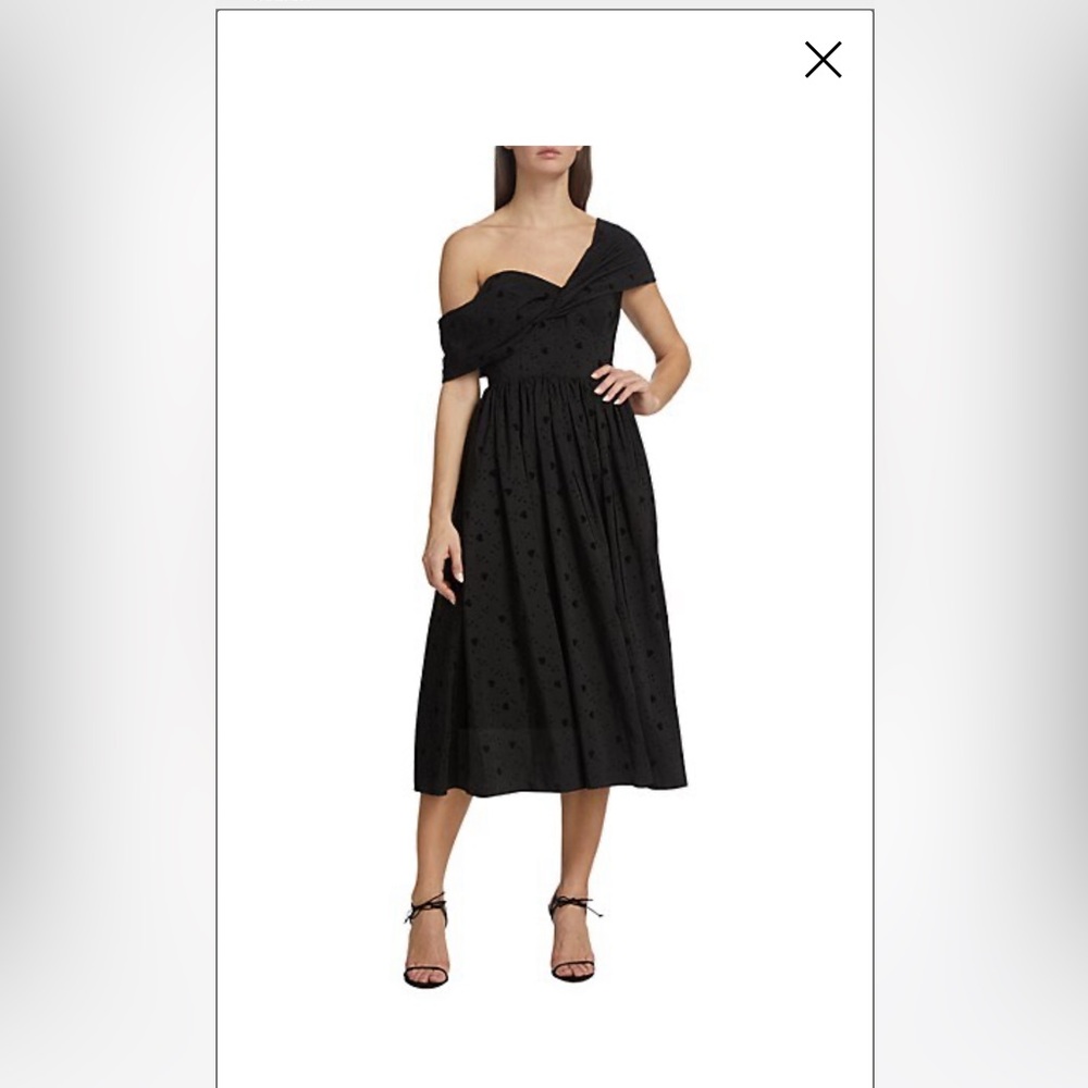 ML Monique Lhuillier Asymmetrical Shadow Heart Midi dress